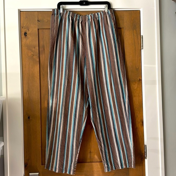 Serengeti Pants - Serengeti Beach pants Womens XL striped Pockets Bohemian Lagenlook 100% Cotton
